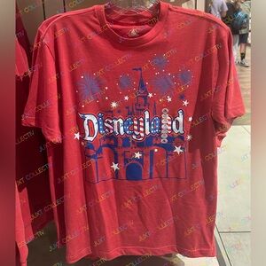 NWT Disneyland Americana Logo Sleeping Beauty Castle Fireworks Graphic T-Shirt
